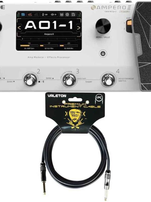 Hotone Ampero II MP-350 Amp Modeler & Effects Processor and HOTONE MIDI Foot Controller Pedal Bluetooth Ampero Control 4 Button bundle